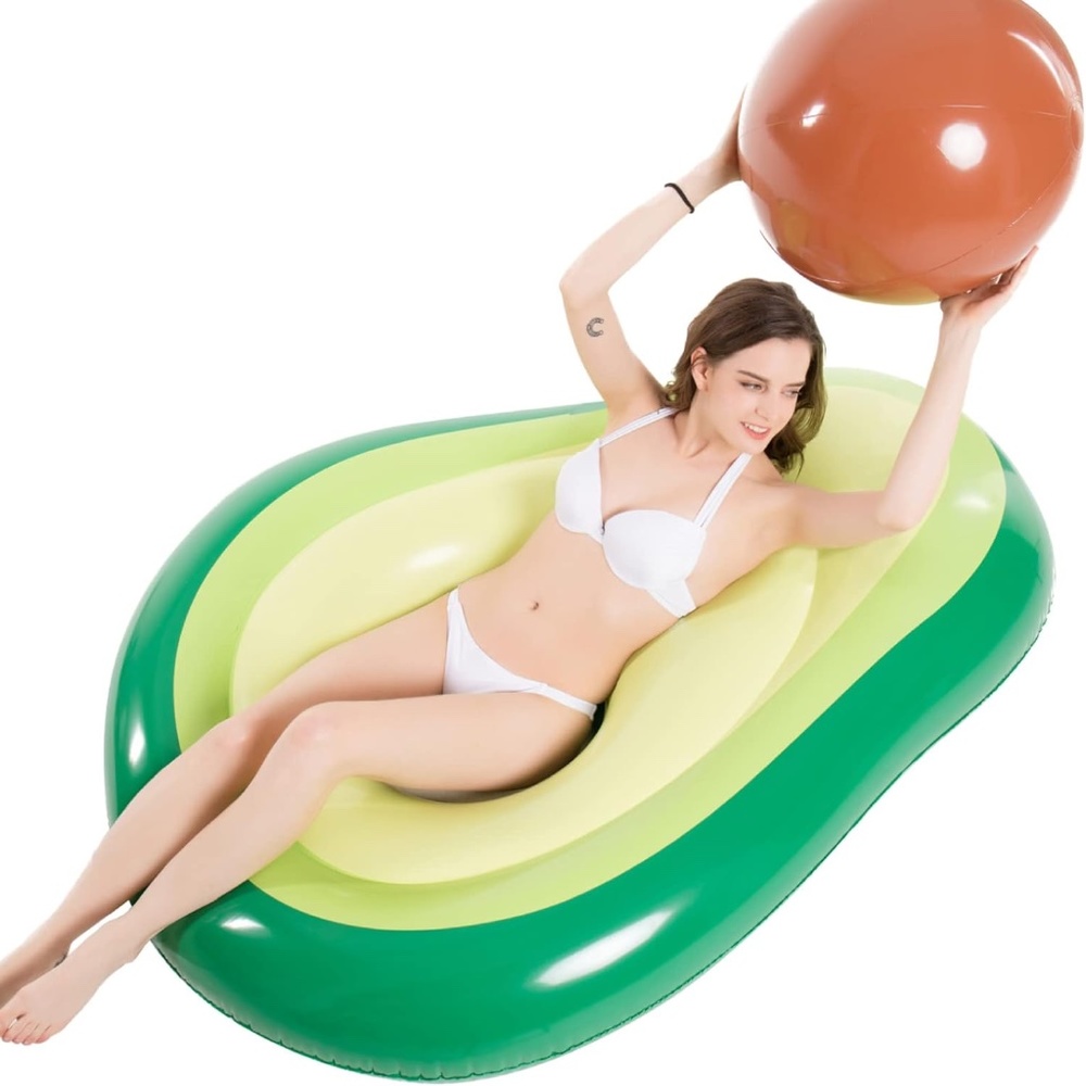 Jasonwell Inflatable Avocado Pool Floatie w/ Ball Water Fun (L)